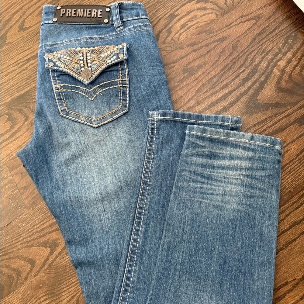 Premier Women's skinny Jeans in Blue with Embellished Design.  never worn.
